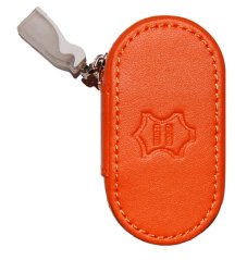 KOŽENÉ POUZDRO NA KONTAKTNÍ ČOČKY SE ZRCÁTKEM - ORANŽOVÉ